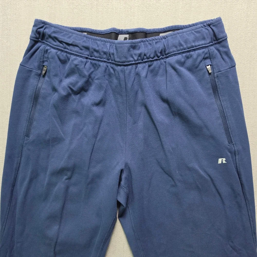 Russell Athletic Joggers Mens Large Navy Blue Zipper Pockets Performance Pants
